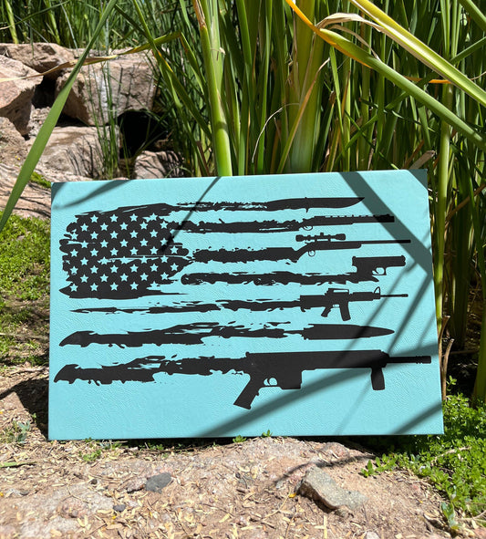 2nd Amendment Theme Distressed Flag Customizable 12"x18" Leatherette Wall Decor