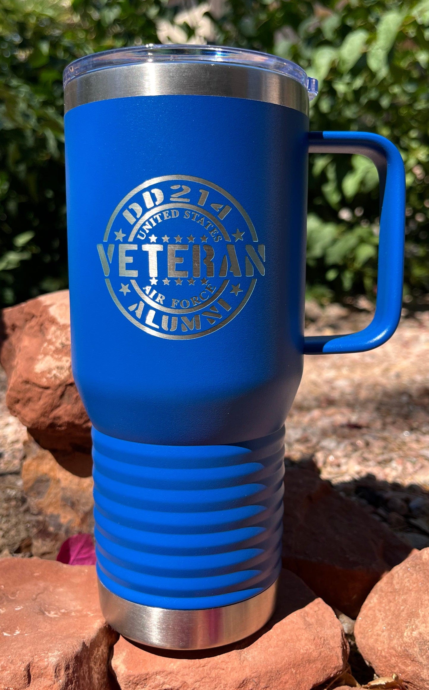 20 oz Travel Mug W/Handle - Lazer Made