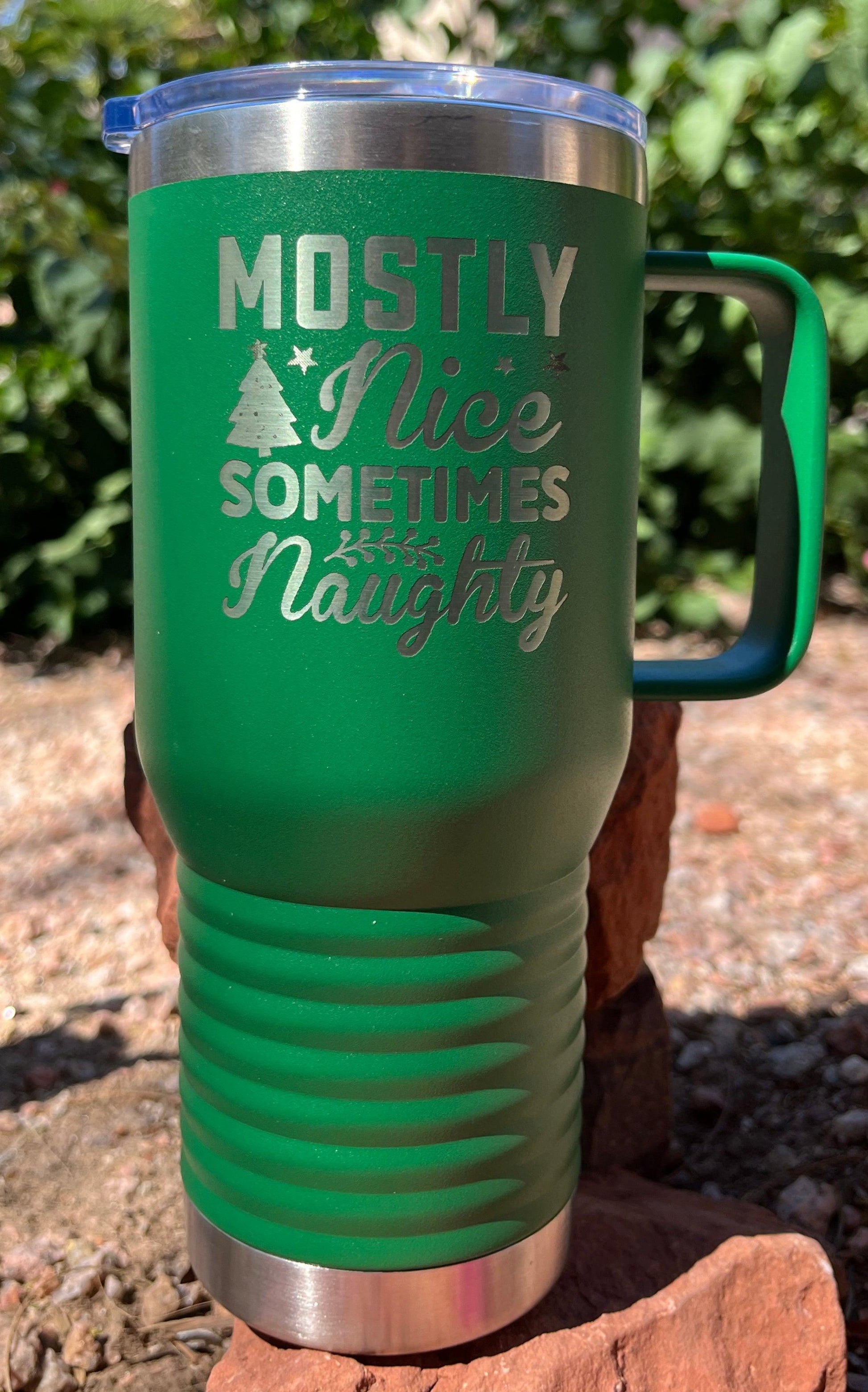 20 oz Travel Mug W/Handle - Lazer Made