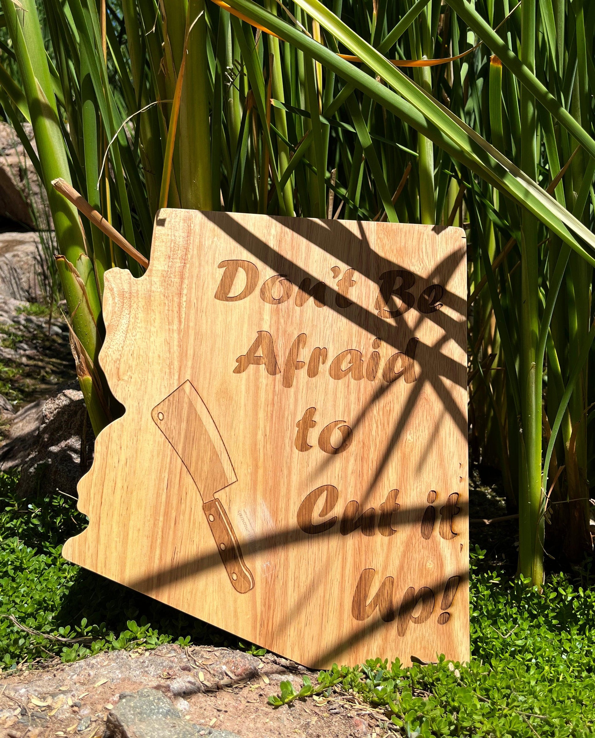 Arizona Shape Laser Etched Rubberwood Cutting Board - Lazer Made