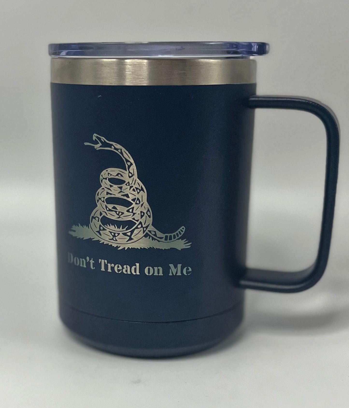 2A - Gadsden Flag 2nd Amendment 15 Oz Mug in Navy Blue - Lazer Made