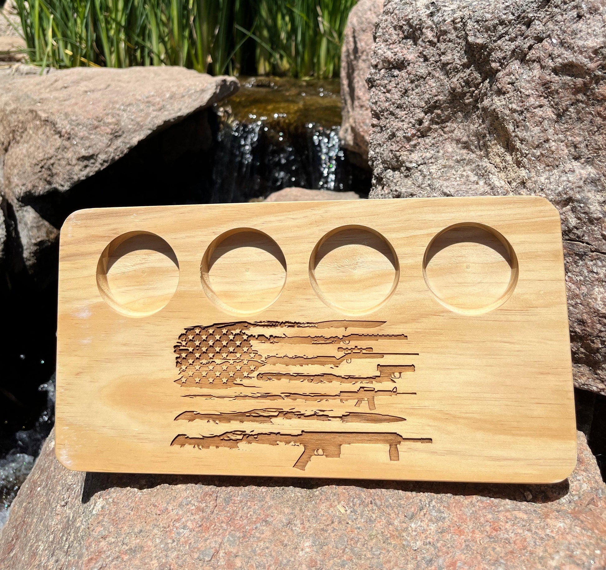 Acopa Natural Wood Flight Tray - Lazer Made