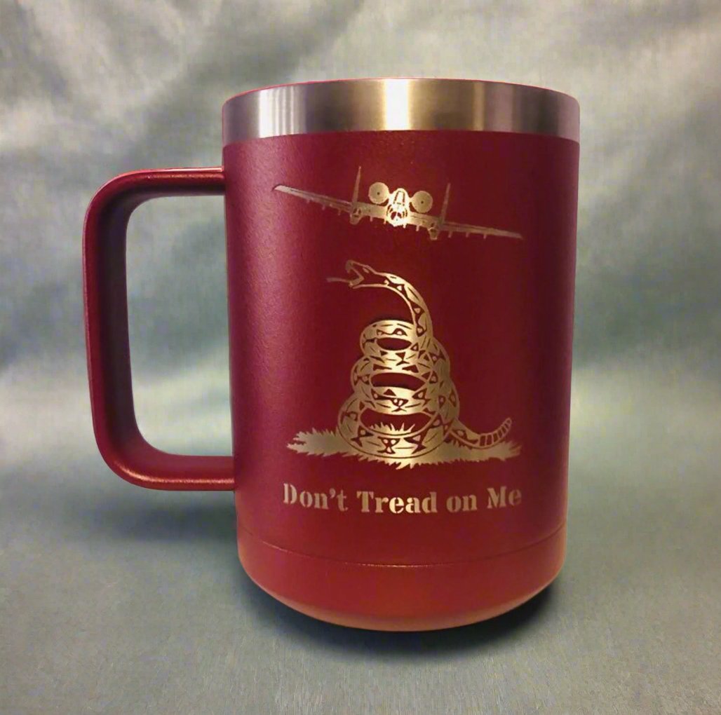 A-10 Warthog + Gadsden Flag 2nd Amendment 15 Oz Mug - Lazer Made