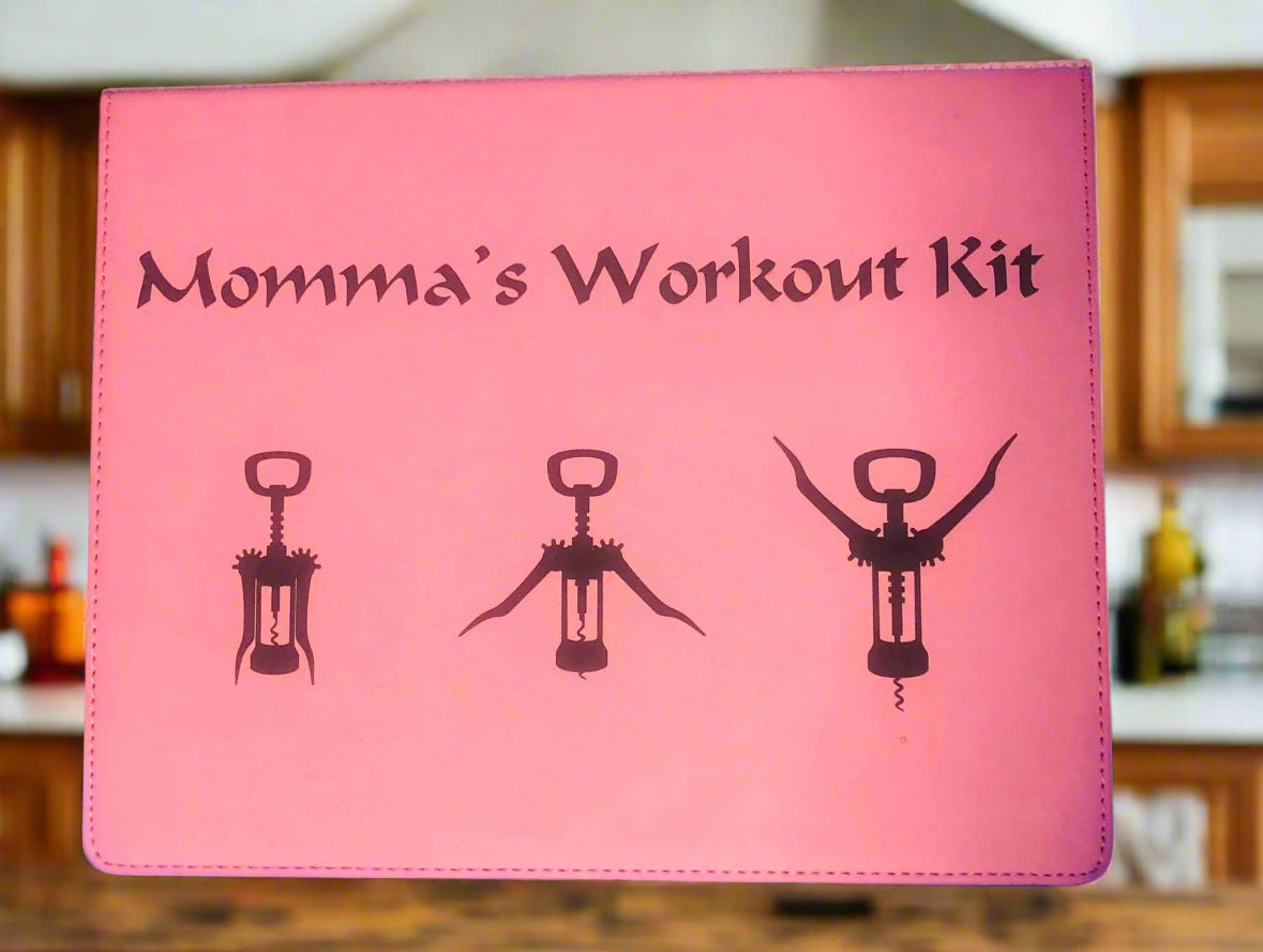 5 Piece Wine Tool Set with Leatherette Case Mommas Workout Kit - Lazer Made