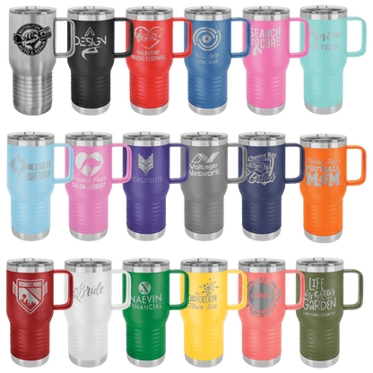 20 oz Travel Mug W/Handle - Lazer Made