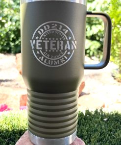 Alternative view of 20 oz Travel Mug with Handle – Custom Laser Engraved Insulated Mug