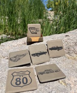 Alternative view of Custom Leatherette Coaster Set – 6-Piece Laser Engraved Drink Coasters