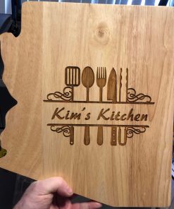 Arizona-Shaped Rubber Wood Cutting Board & Wall Decor